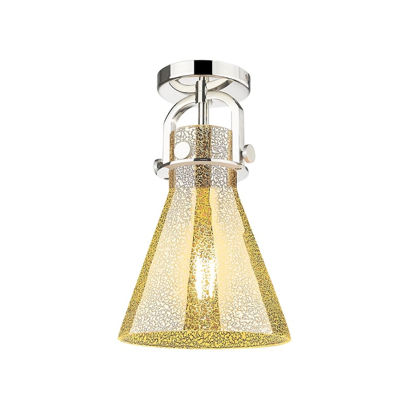 Innovations Lighting 410-1F-13-8 Newton Cone Flush Mount Newton Cone - Polished Nickel / Mercury
