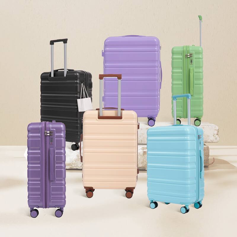 3-Piece, Modern Luggage Sets with Push-Button Telescopic Handle and Combination Lock, for Boarding Travel, Dark Gray