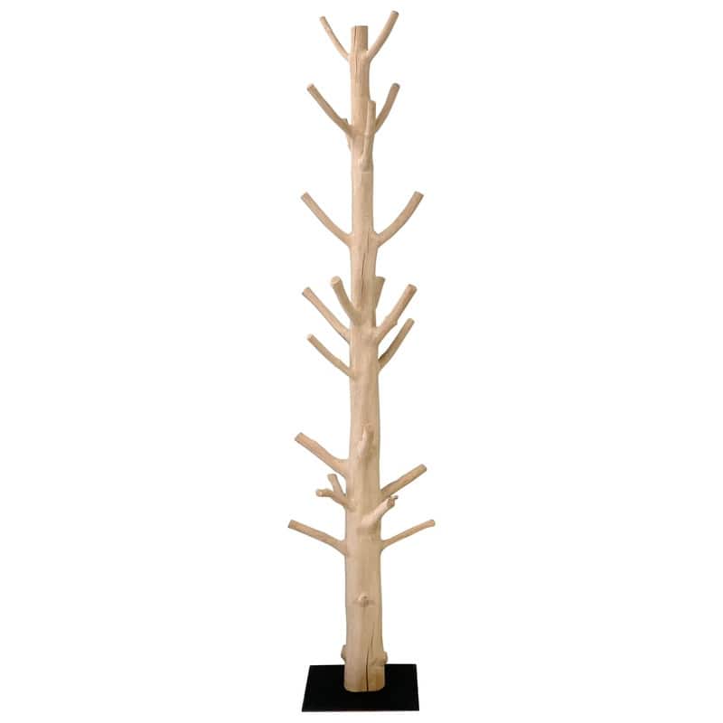 Mangosteen Tree Floor Coat Rack w/ Iron Stand, 80 Inch Tall, Natural Wood and Black (Size Vary, No Two Are The Same)