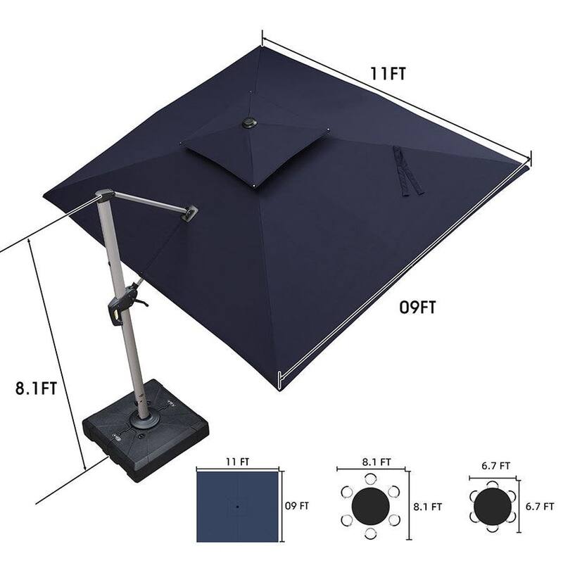 PURPLE LEAF Double Top 9x11/9x12/10x12/10x13ft Rectangle Umbrella Large Cantilever Outdoor Classic Umbrella