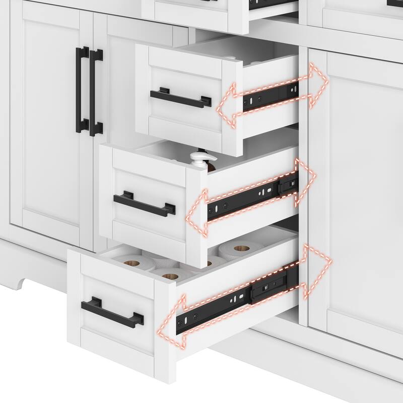 36/48/60 in. Bathroom Vanity in Wood with Ceramic Undermount Sink, Vanity with soft close Drawers