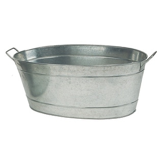Achla Designs Large Oval Galvanized Tub, 30.5 Inch Long, Steel - 30.5"