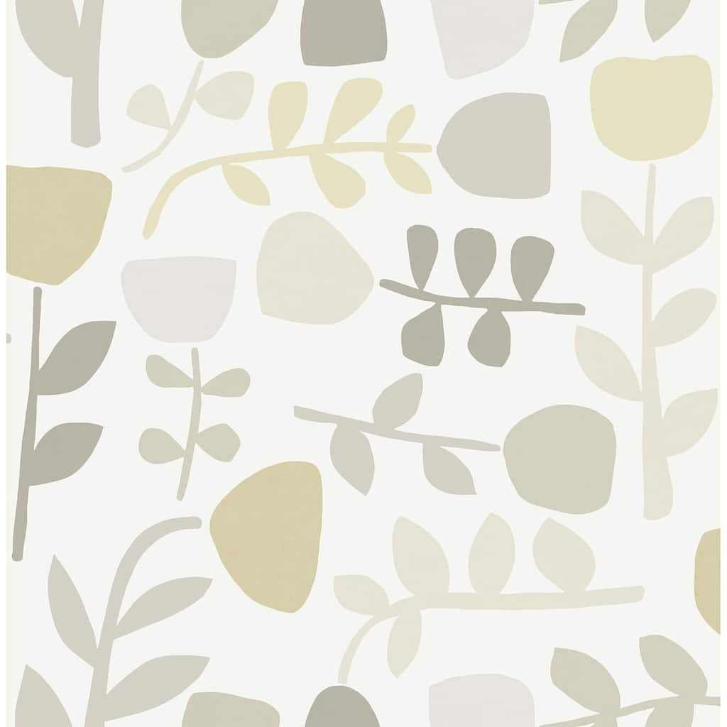 A-Street Prints Juni Neutral Abstract Tulips Wallpaper