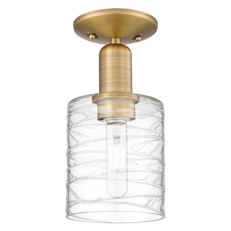 Innovations Lighting 716-1C-11-5 Cobbleskill Semi-Flush Cobbleskill 5" - Brushed Brass / Deco Swirl
