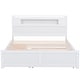 preview thumbnail 11 of 24, Queen Size Wood Storage Platform Kids Bed Frame with LED Headboard, Twin Size Trundle, and 2-Drawers, Easy to Assemble, White