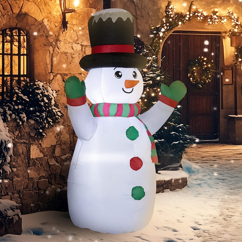 White Polyester LED Inflatable Snowman with Stakes and Sandbags - 60" W x 36" D x 72" H