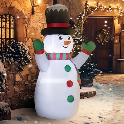 White Polyester LED Inflatable Snowman with Stakes and Sandbags - 60" W x 36" D x 72" H