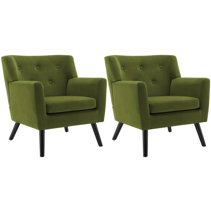 Velvet Upholstered Armchair Tufted Accent Chair, Set of 2 - 30.71"H x 28.35" W x 27.56"D
