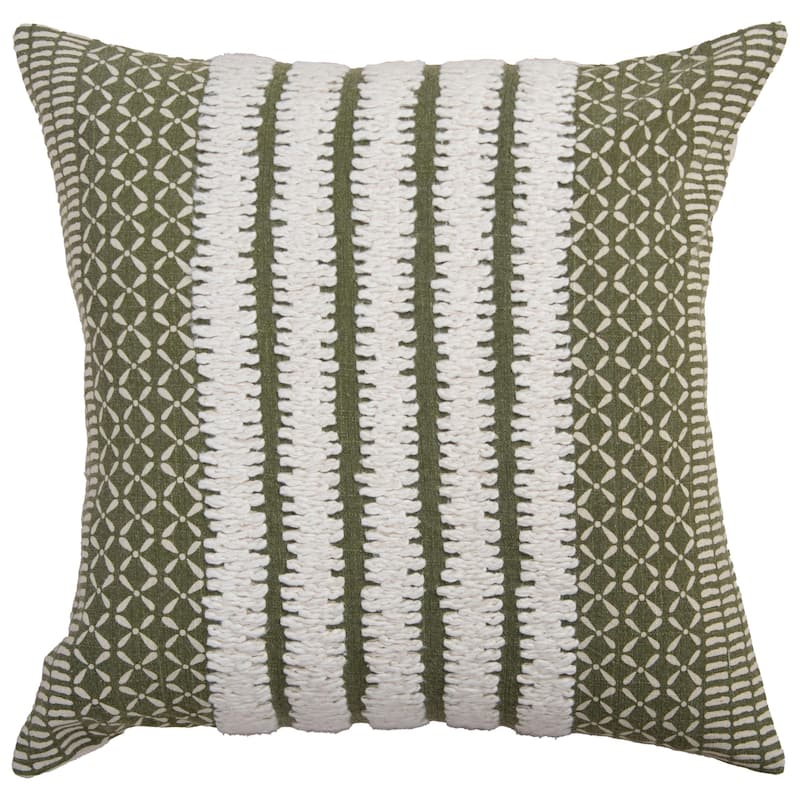 Rizzy Home Textured Stripe Throw Pillow, 20x20 - Cover Only - Green/Natural