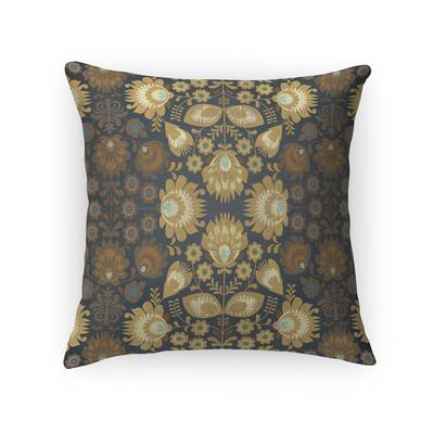 FOLK FLORAL CHAMOIS Linen Throw Pillow By Kavka Designs