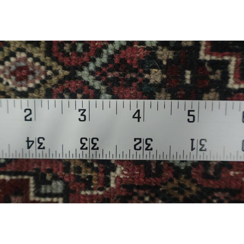 Hand Knotted Oriental 100% Wool Carpet Traditional Geometric Black Bidjar Runner Rug - 10' 2'' X 2' 5''