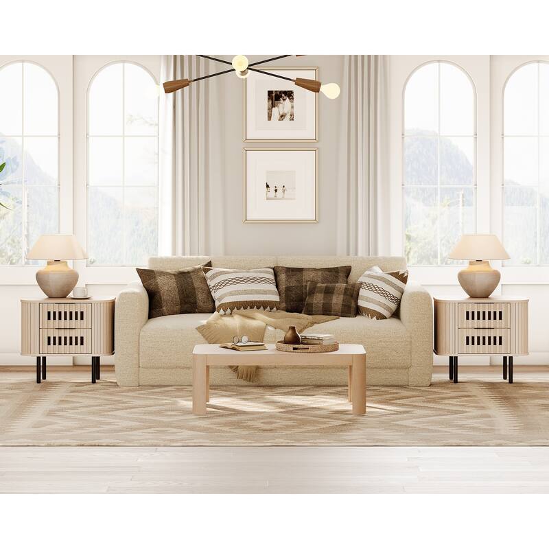 WAMPAT Fluted 2-Drawer Nightstand