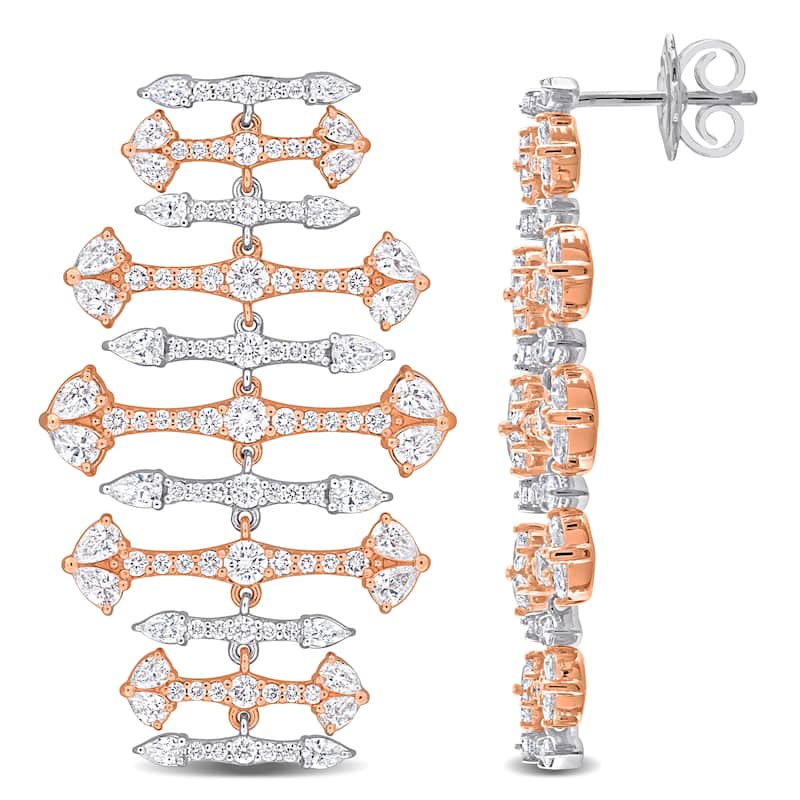 Miadora 4 5/8ct TDW Pear-Cut Diamond Chandelier Stud Earrings 14k White and Rose Gold