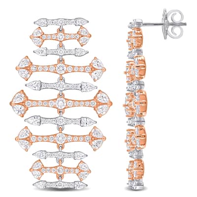 Miadora 4 5/8ct TDW Pear-Cut Diamond Chandelier Stud Earrings 14k White and Rose Gold