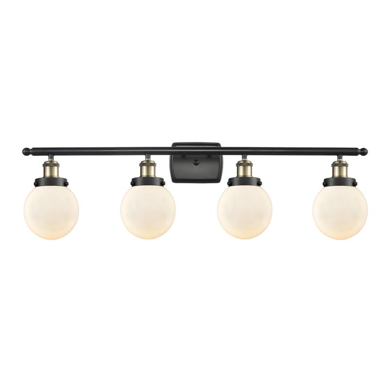 Innovations Lighting Ballston Urban Beacon - 4 Light 36" Bath Vanity Light - Matte White/Black Antique Brass Finish