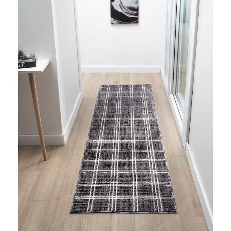 Nomad Collection Plaid Patterned Area Rug