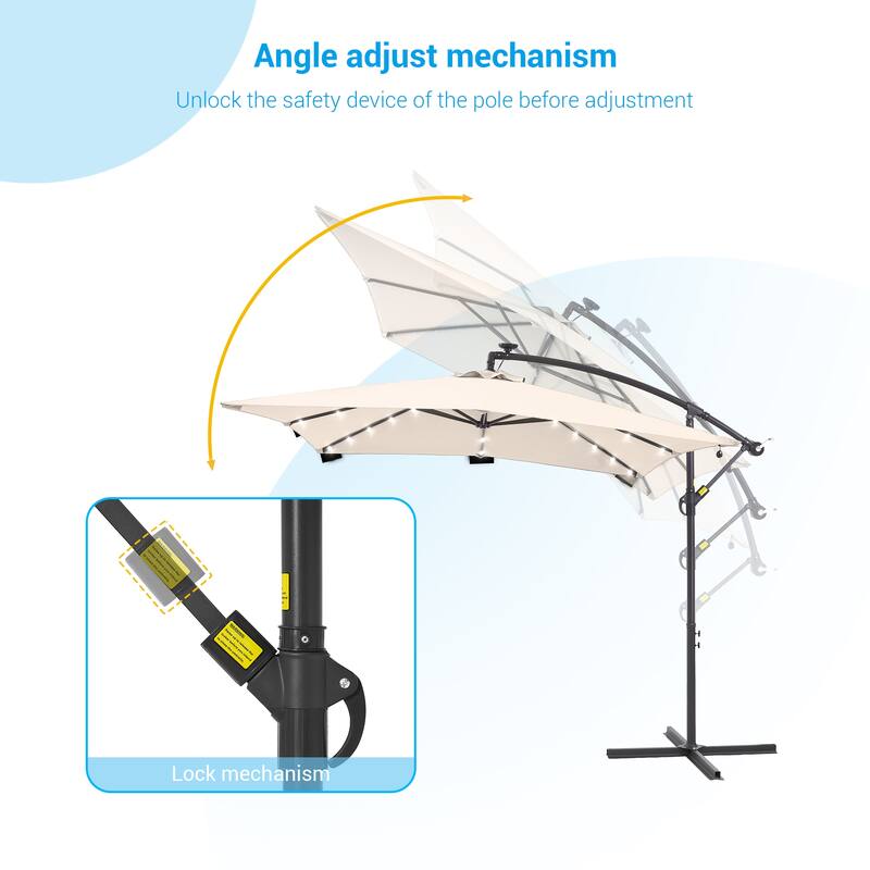 LIVOOSUN 8.2Ft LED Patio Umbrella,Outdoor Offset Market Umbrellas