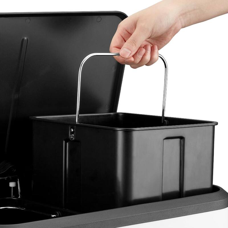 30 Liter / 8 Gallon Rectangular Hands-Free Dual Compartment Recycling Kitchen Step Trash Can