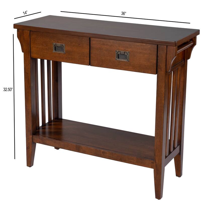 Larina 36 in. W Rectangular Wood 2-Drawer Console Table with Lower Open Shelf