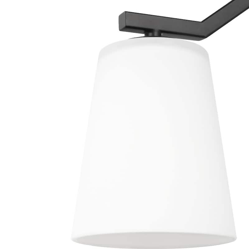 Vertex Collection Three-Light Matte Black Etched White Contemporary Convertible Chandelier - 18 in x 18 in x 16.75 in
