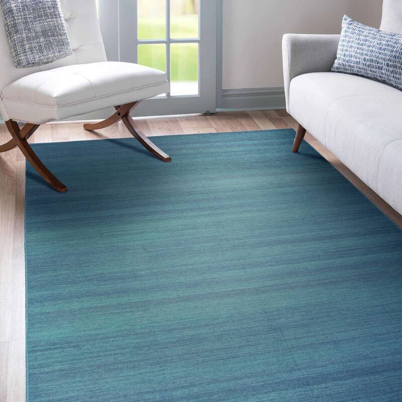 My Magic Carpet Machine Washable Area Rug Solid Blue - 5' X 7'