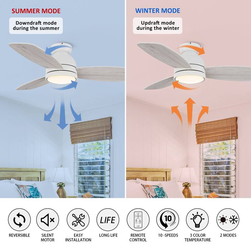CARRO Cerus 44" 3-Blade Indoor Ceiling Fan with Light and Remote Control