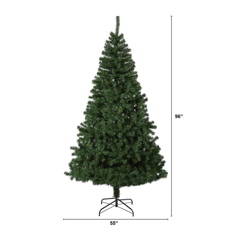 8ft. Pine Artificial Christmas Tree - Towering Seasonal Holiday X-Mas Centerpiece