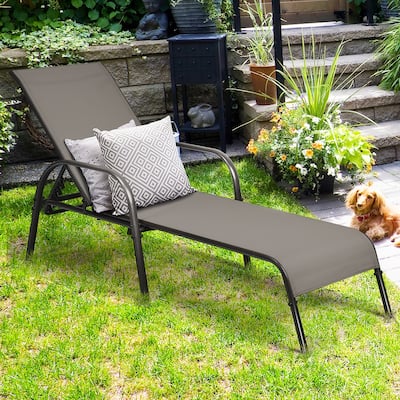 Costway Patio Lounge Chair Chaise Adjustable Reclining Armrest