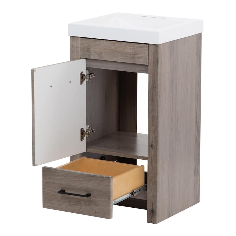 Spring Mill Nixie 18.5" Small Bathroom Vanity With Cabinet, Drawer, and White Sink Top