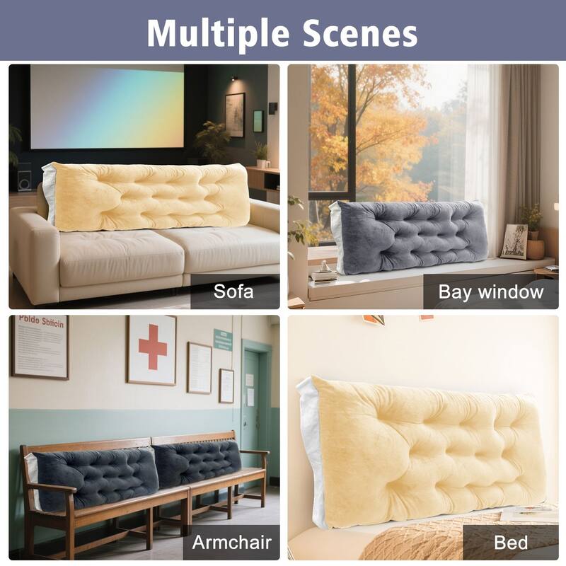 Velvet Bed Headboard Pillow with Tie-on Cushion Backrest for Bed Cushion,Sofa Cushion