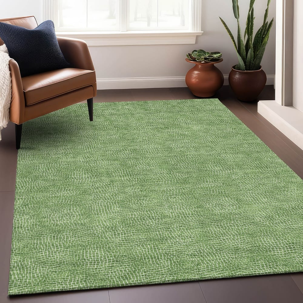 Machine Washable Indoor/ Outdoor Solid Modern Chantille Rug