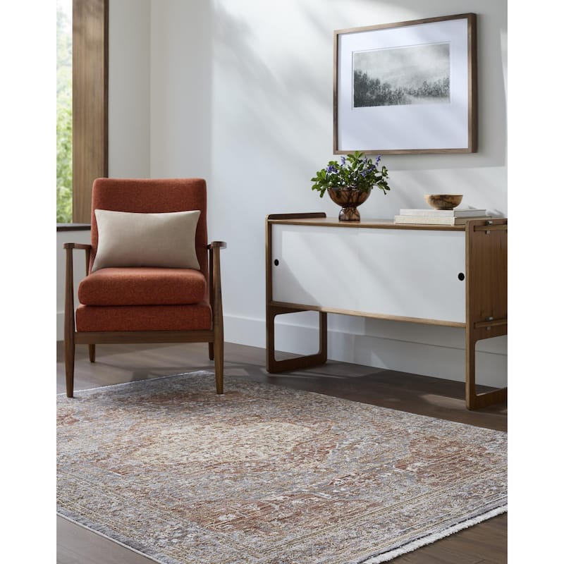 Livabliss Mansfield Traditional Area Rug - Gray/Brown - 5'3" x 7'