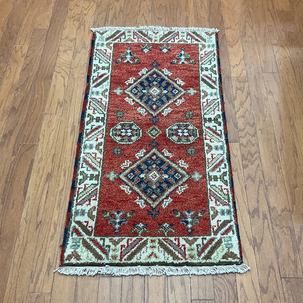 HERAT ORIENTAL Handmade Kazak Wool Rug - 2'1" x 4'