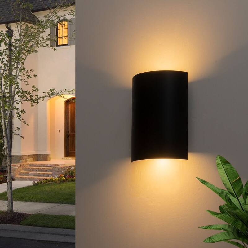 2-Light Black Dimmable Modern LED Outdoor Wall Sconce