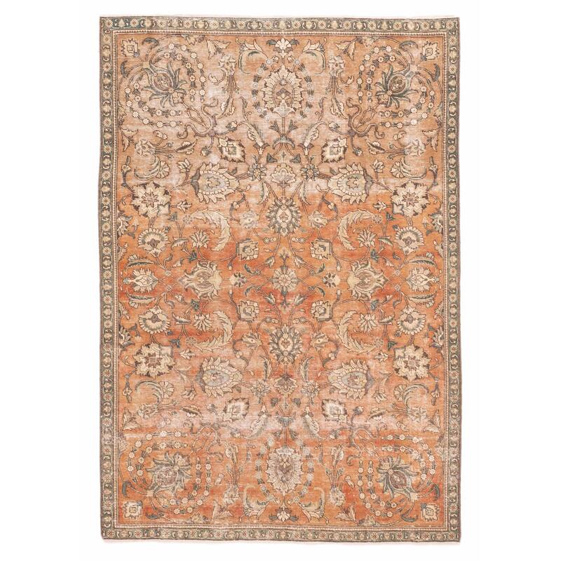 ECARPETGALLERY Hand-knotted Antalya Vintage Copper Wool Rug - 6'5 x 9'4