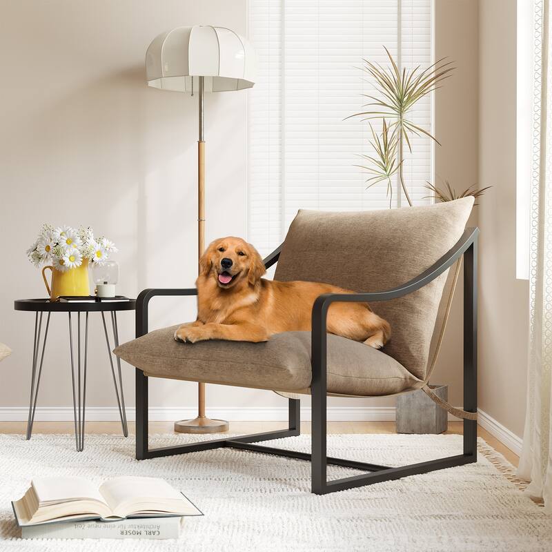 Comfy Fabric Modern Sling Accent Chair for Living Room