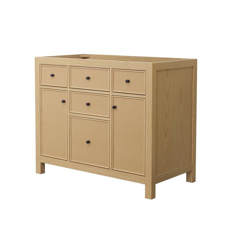 Wyndham Collection WCF9292-42S-CXSXXMXX Pendry 42" Single Free - Tanned Oak / Matte Black Hardware