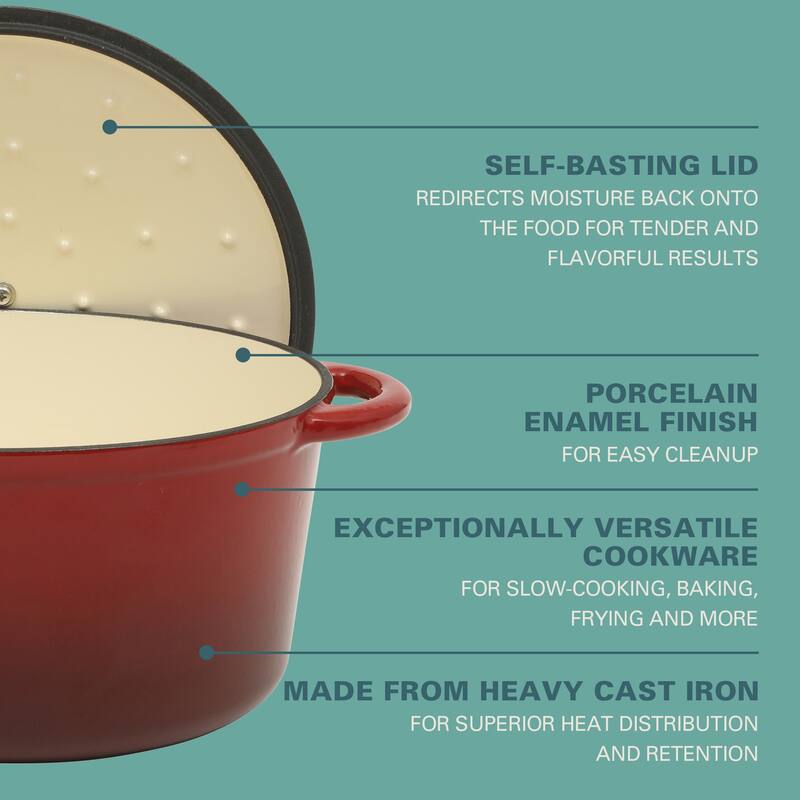 Gibson Home Enameled Cast Iron Dutch Oven Pot with Lid