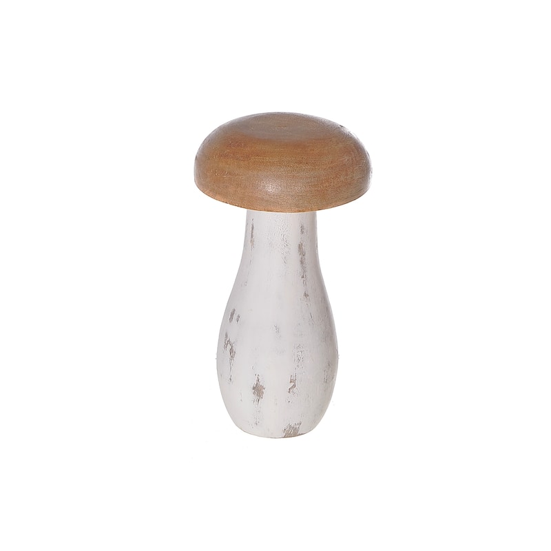 Mango Wood Nartural & White Mushroom Large