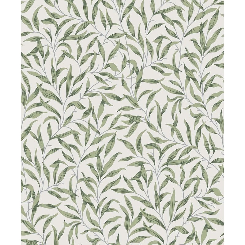 Seabrook Designs Willow Leaves Non-Woven Unpasted Wallpaper - 20.9 in W x 33 ft L - Sprig Green