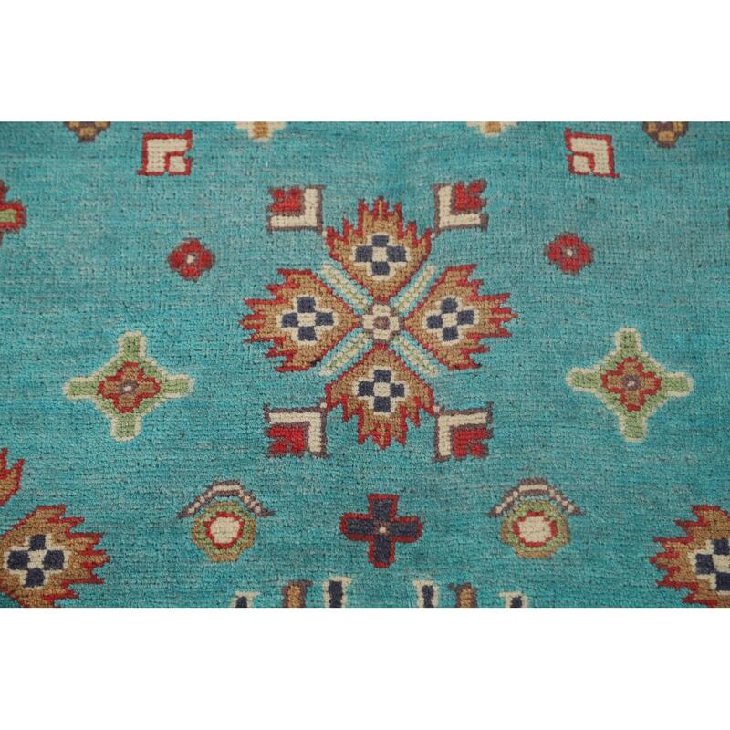 Turquoise Blue Kazak Oriental Area Rug Handmade Wool Carpet - 6'0"x 8'11"