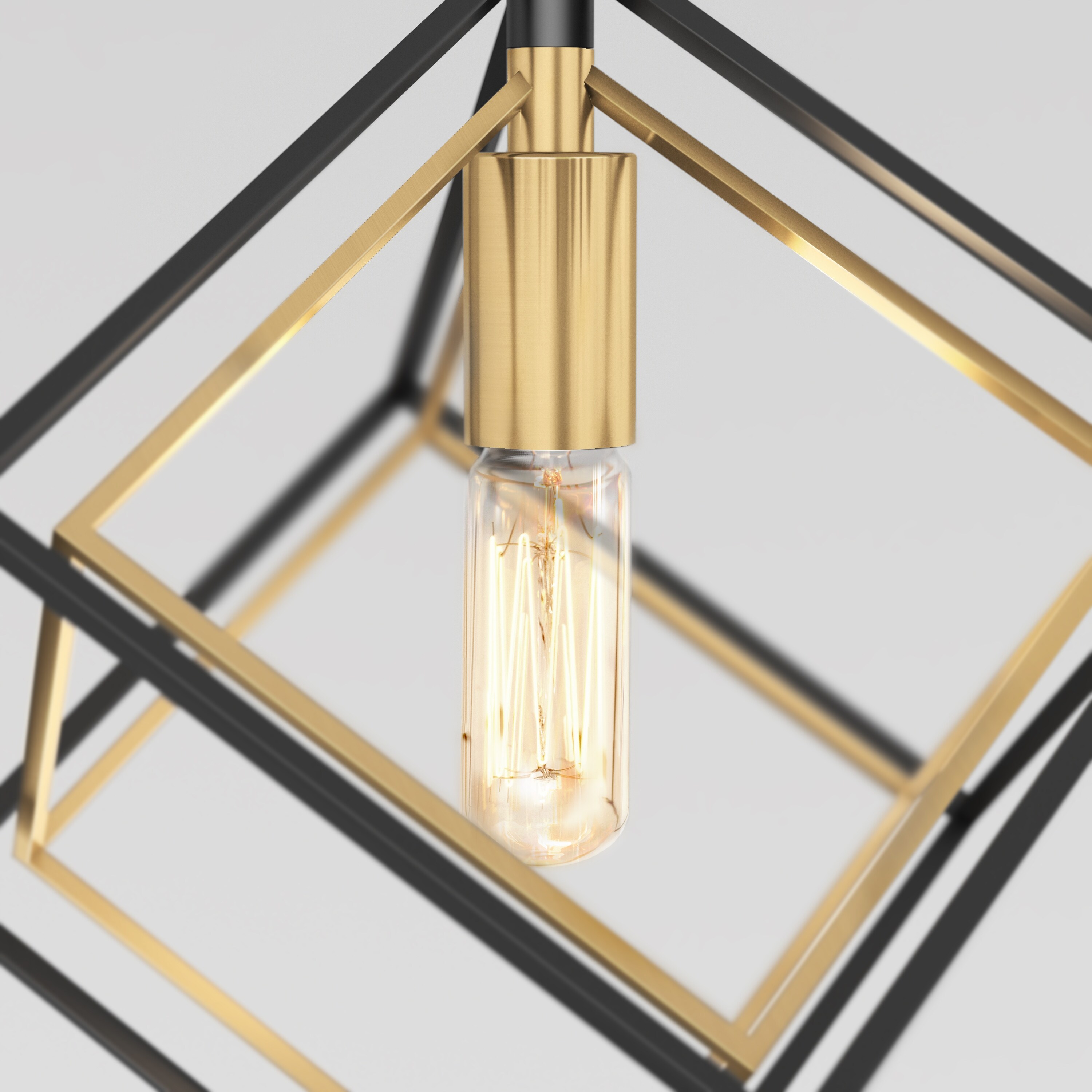 Artika Astoria 13W Geometric Square Island Light – Black & Gold Finish, 800 Lumens, 3000K Warm White, Integrated LED, Adjustable Height