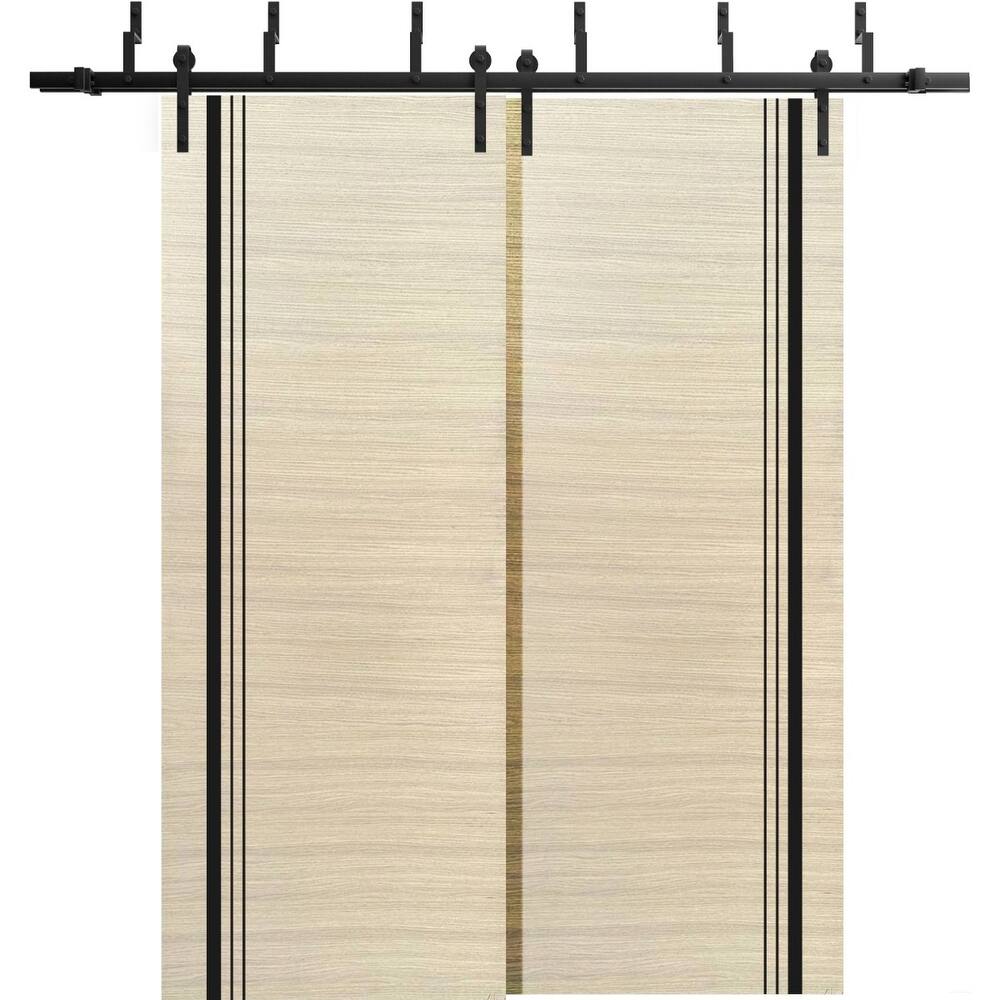 Barn Bypass Doors 36 x 80 Planum 0011 Natural Veneer with Sturdy 6.6ft