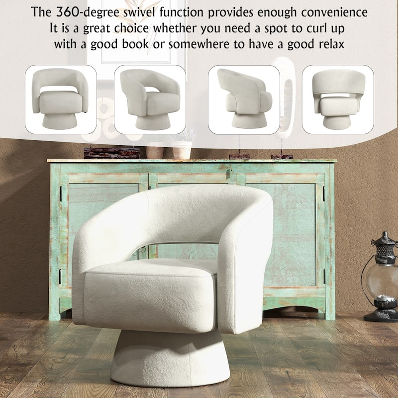 360 Degree Swivel Barrel Upholstered Modern Armchair