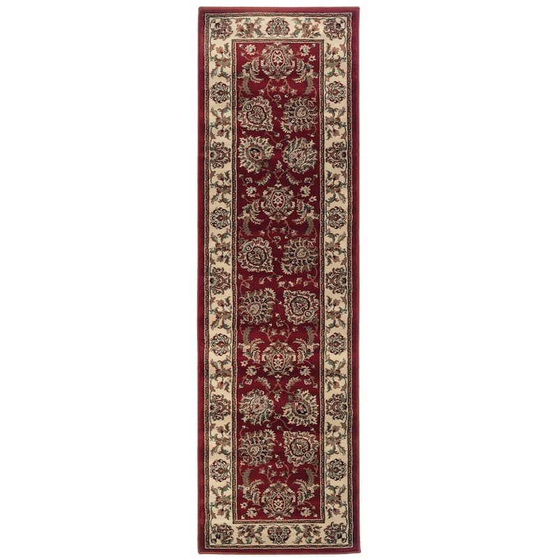 Style Haven Annapolis Bordered Traditional Area Rug - 2'3" x 7'9" Runner - Red/Cream - Runner/Rectangle
