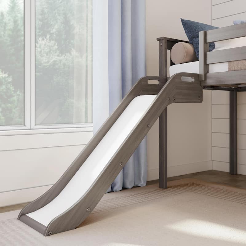 Max and Lily Classic Twin Low Loft with Stairs, Easy Slide and Curtain