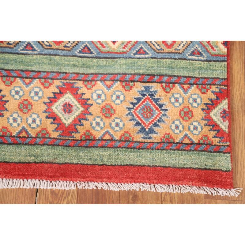 Striped Kazak Runner Rug Handmade Wool Carpet - 2'8" x 9'5"