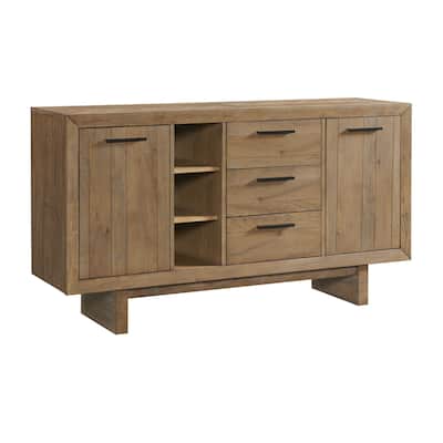 Landmark 66" Wide Sideboard with 3 Drawers and 2 Doors, Weathered Oak