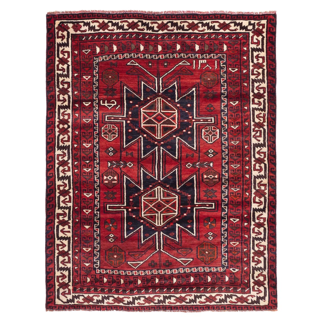 ECARPETGALLERY Hand-knotted Melis Vintage Red Wool Rug - 5'5 x 6'10