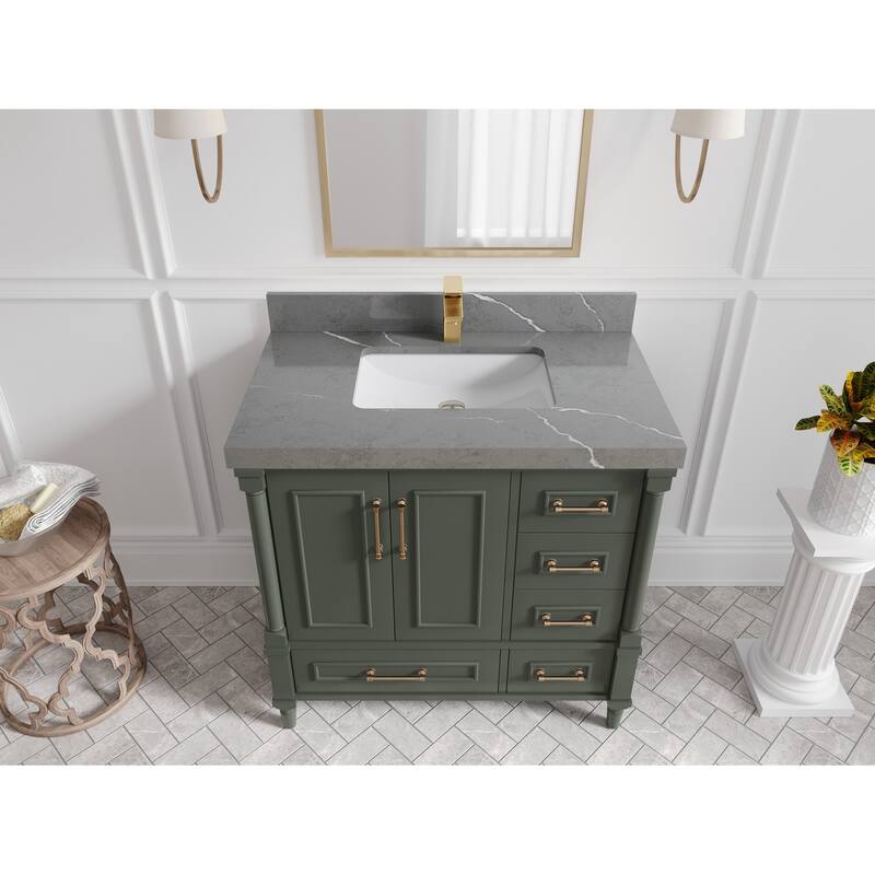 Willow Collections 36 in. W x 22 in. D Aberdeen Center Sink Left Bathroom Vanity with Countertop